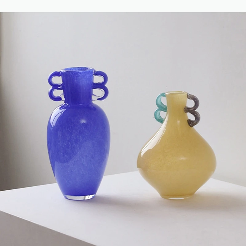 Candy Color Glass Vase Modern Design Plant Pots Desk Decoration Flowers Arrangement Floral Vases Room Aesthetic Decor