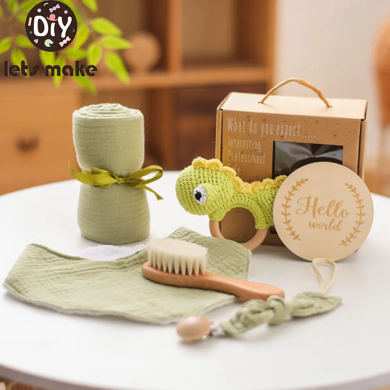 Baby Stuff Bath Towel Cotton Blanket Brush Gift Products For Kids Toy Crochet Animal Dinosaur Rattles Toy Christmas Present Gift