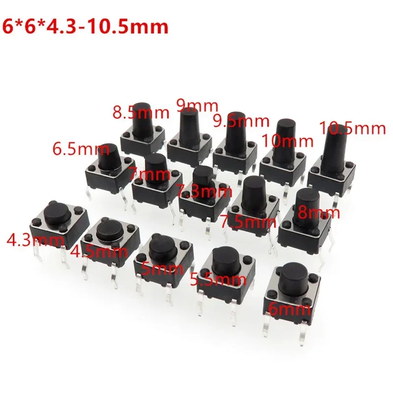500pcs 6*6*14mm Black button 4pin Copper foot Tactile Push Button switch Induction cooker switches 6x6x14mm
