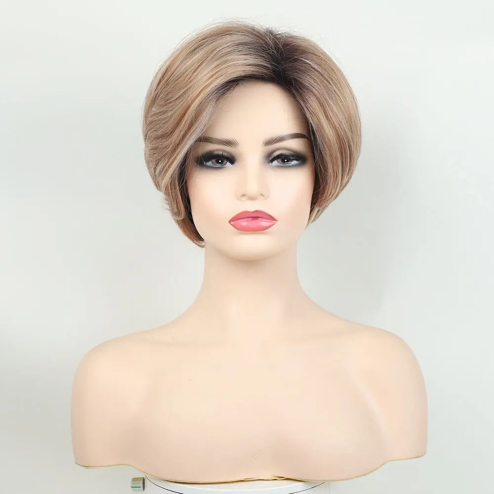 

Synthetic Short Straight Blonde Bob Wig Hairpiece for Women