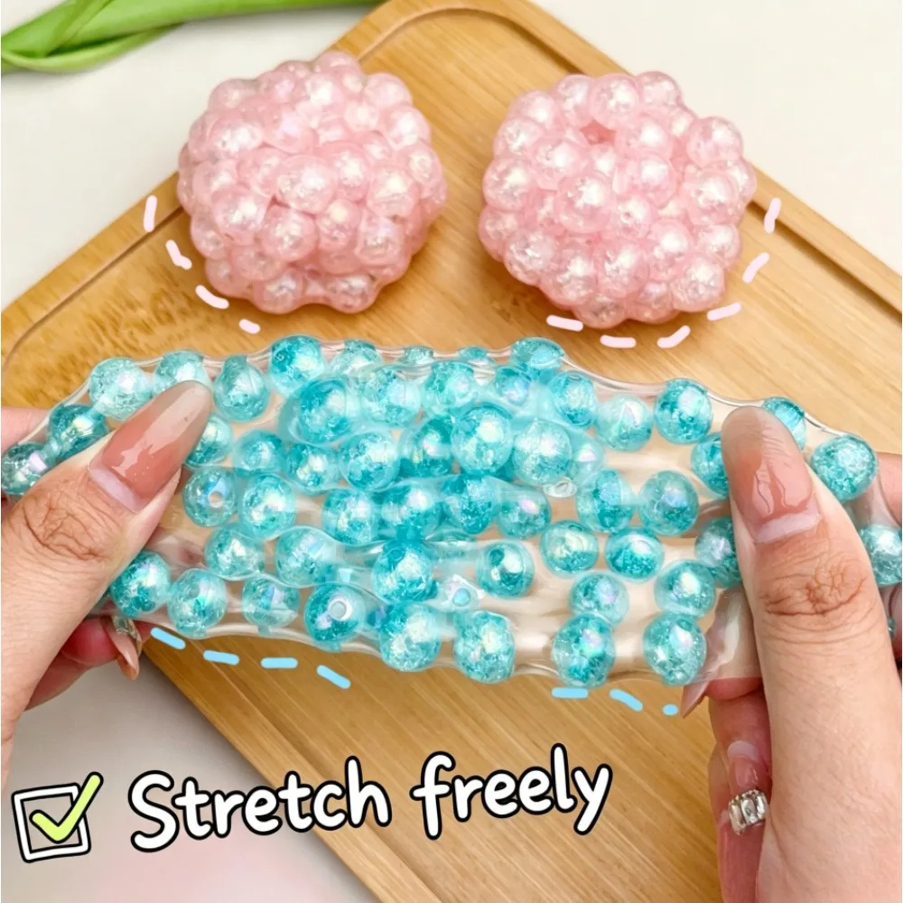 Creative Pearl Crunch Pop Bead Squeeze Squishy Fidget Toy Moldable Handmade Stress Relief Sensory Decompression Ball