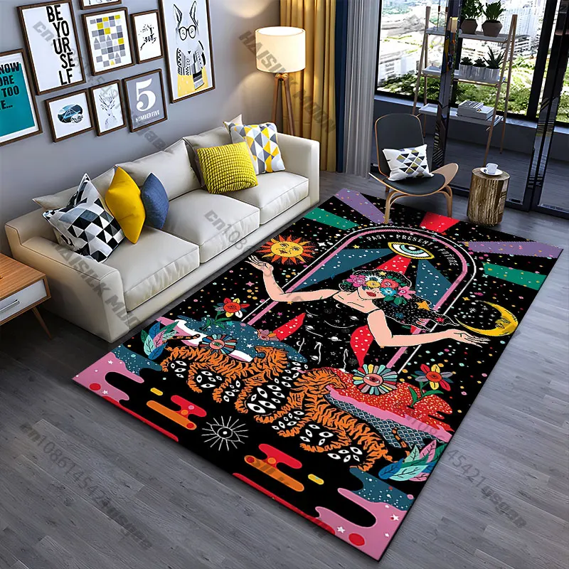 Mystical balance nature spirituality carpet Yoga living room room decor children's crawling mat doormat area rug games mat