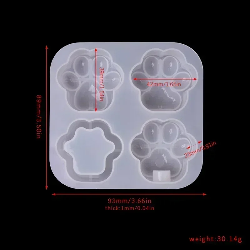 DIY Crystal Epoxy Resin Mold with Cat Paw Quicksand Lantern Keychain Cat Paw Silicone Mold