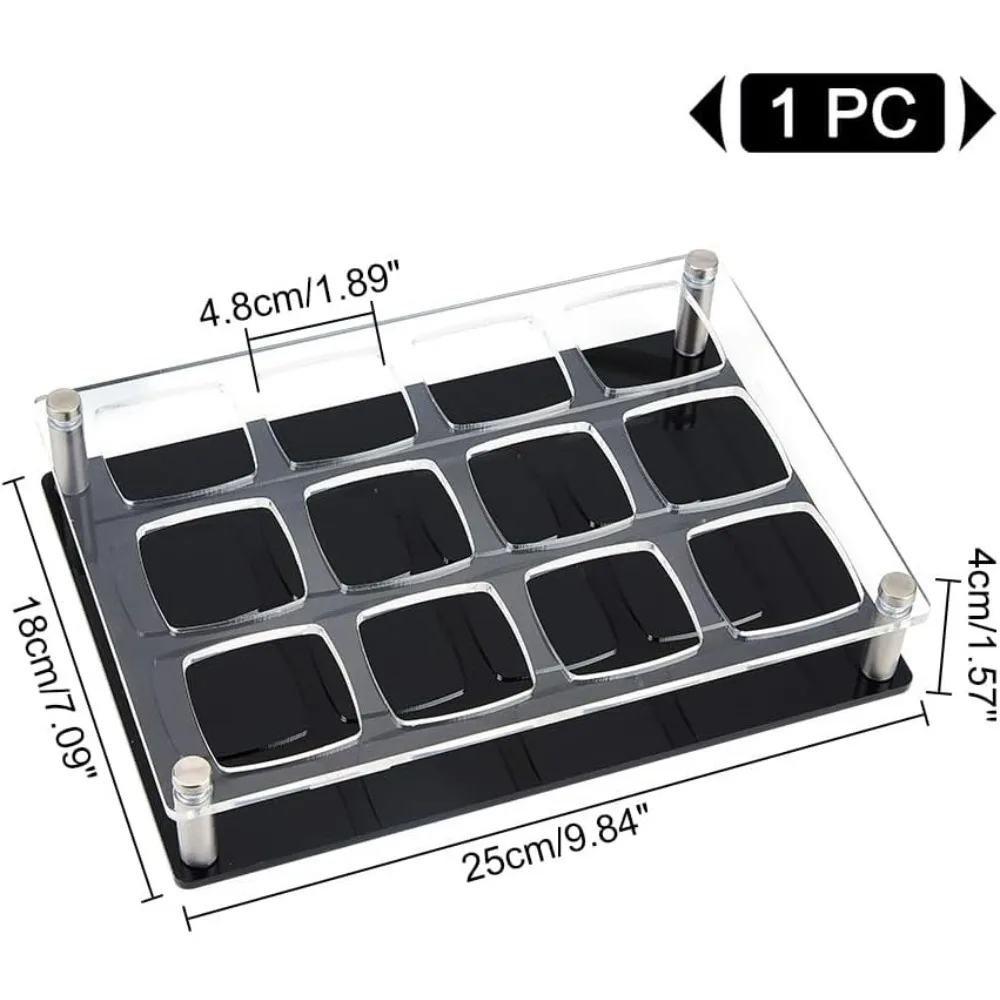 12-Shot Glass Tray Holder Clear Bar Acrylic Shot Glasses Holders Wine Glass Cup Serving Tray Cups Organizer Shot Glass Display