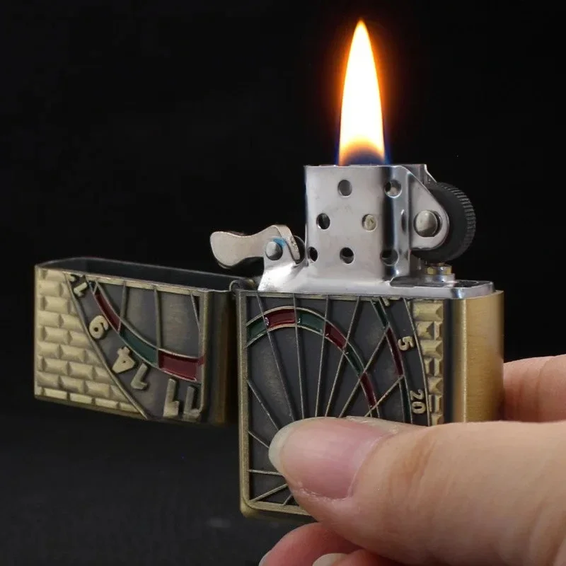 Metal Relief Craft Lighter, Retro Grinding Wheel Cigarette Lighter, Smoking Accessories,  Lighters for Smokers
