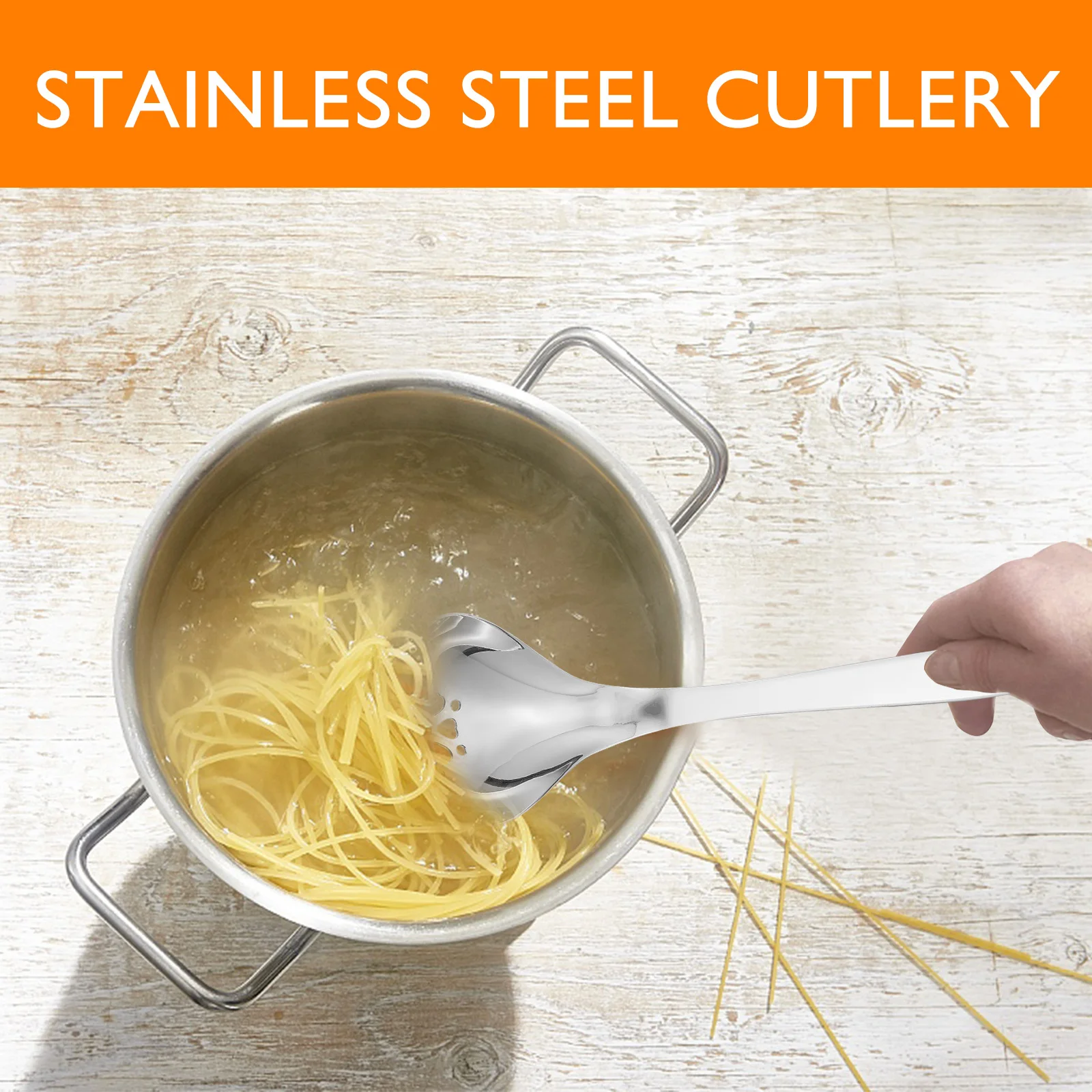 

Stainless Steel Food Serving Spoon Practical Colander Silver Easy Clean Dishwasher Safe Hot Pot Colander