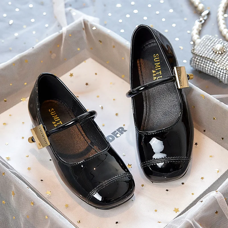 

Princess Party Dress Shoes for Kids Classic Versatile Stylish Girls' High Heels Children's Patent Leather Shoes with Soft Soles