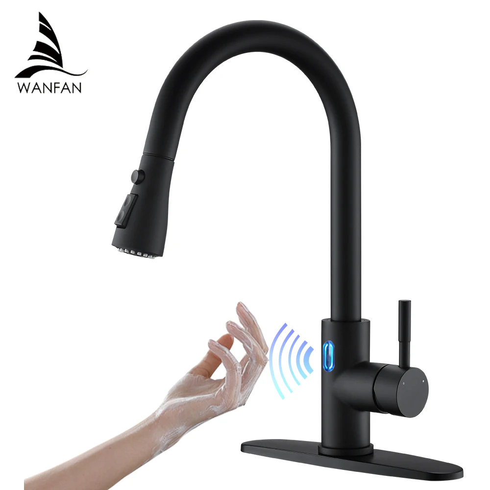 Stainless Steel Touch Control Kitchen Faucets Smart Sensor Kitchen Mixer with LED Faucet for Kitchen Pull Out Sink Taps 1073