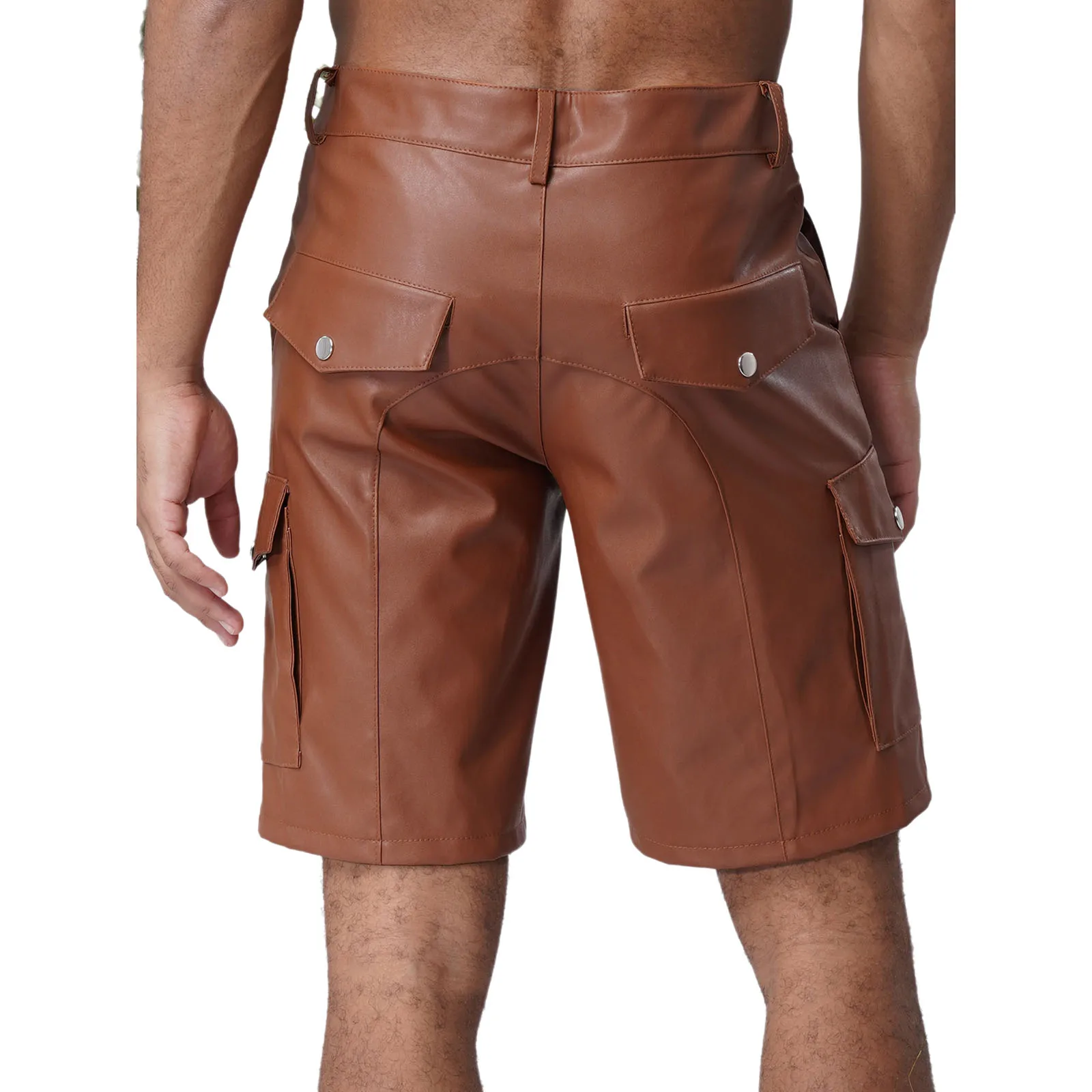 شورت ركوب الخيل الحديث للرجال مصنوع من الجلد الصناعي المتين بجيوب متعددة، مثالي لمغامرات العطلات