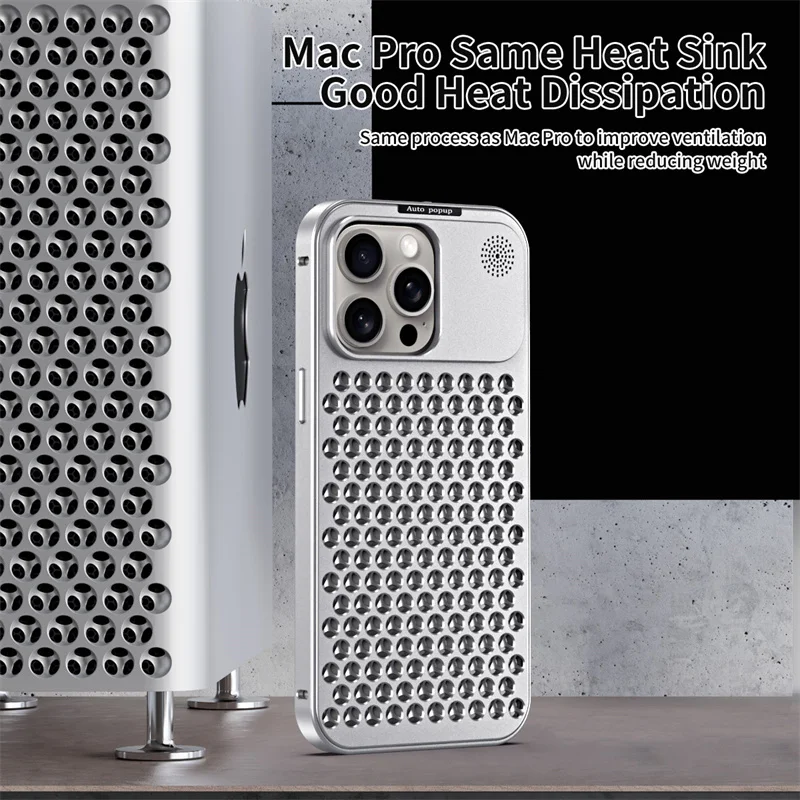Metall-Aluminium-Hohl-Kühl-Handyhülle für iPhone 14 13 12 16 Pro Max 15 16 Plus, Aromatherapie-Diffusor, abnehmbare hintere Abdeckung
