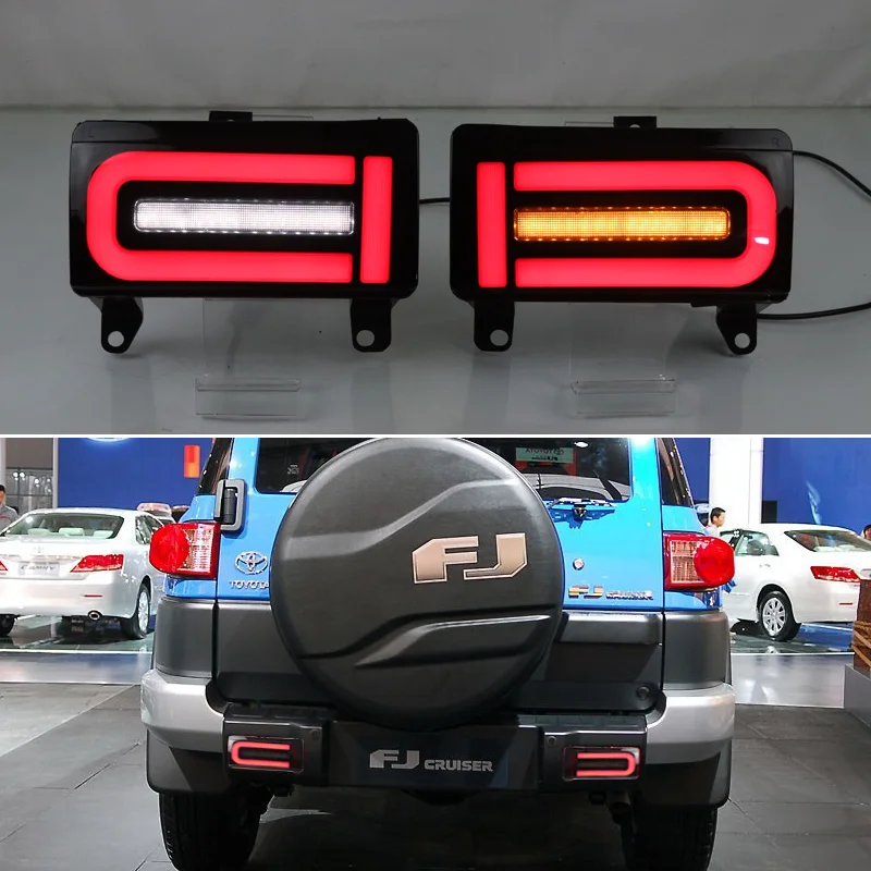 Car LED Rear Bumper Light For Toyota FJ Cruiser 2007- 2020 2021 Reflector  Fog Lamp Reverse Lights Backup Brake Indicators