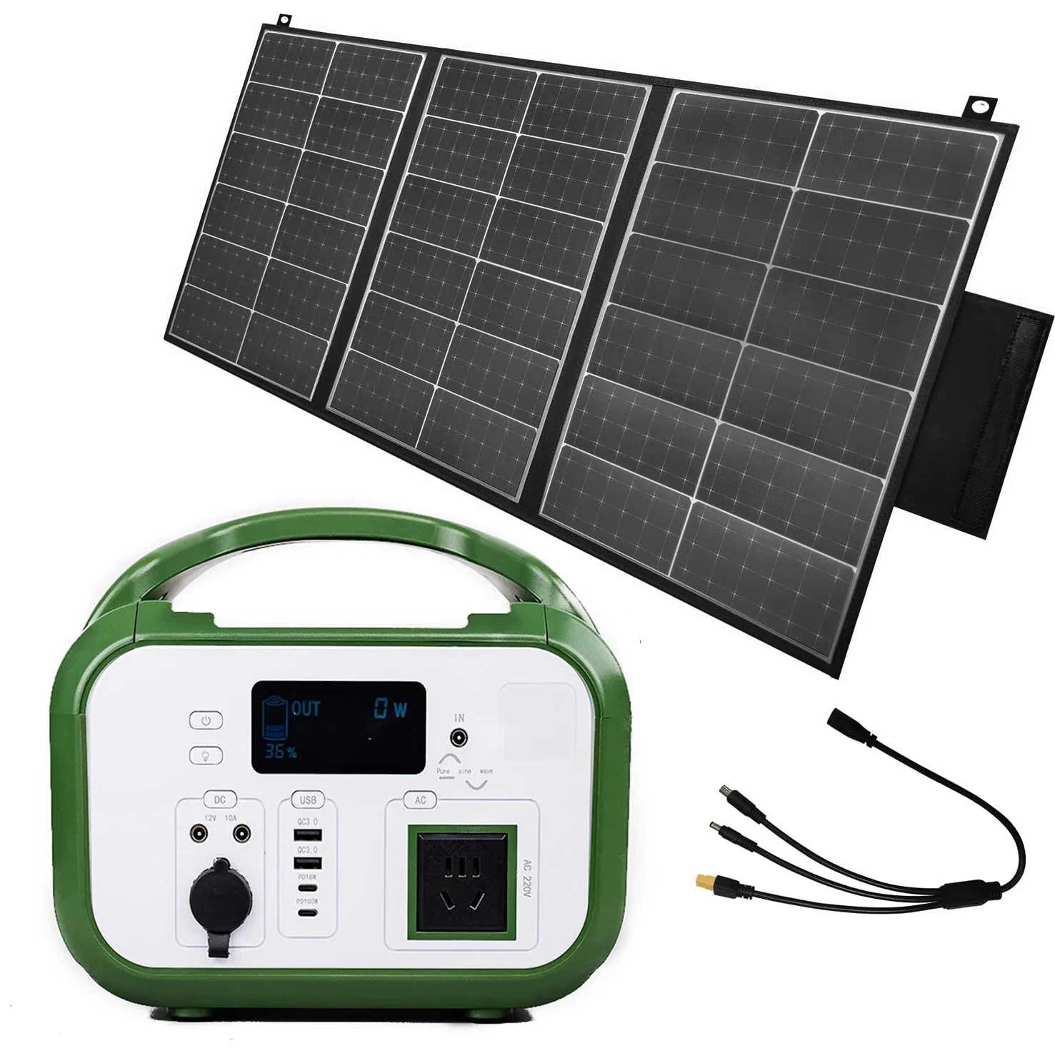 Renepoly Energy 600W 1200W Ups Moveable Portable Rechargeable Pure Sine WaveBattery Power Station with Solar Panels