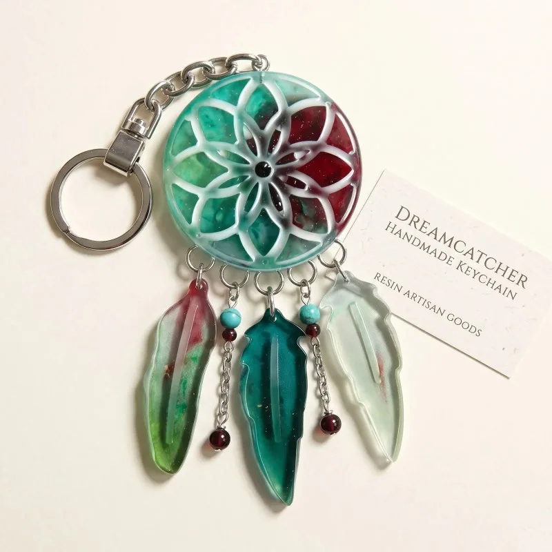 DIY 8‑Shapes Dream Catcher & Feather Silicone Resin Mold DIY Epoxy Casting Mould for Keychain Pendant Jewelry Craft Accessories