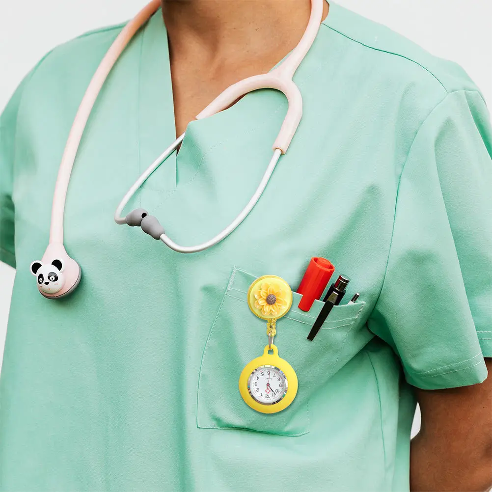 2 قطعة شارة جيب ممرضة مشاهدة الطبيب الساعات الممرضات الملحقات الخضراء لطيف فوب #3