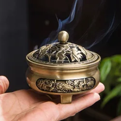 Pure Copper Antique Three-legged Aromatherapy Stove DIY Household Indoor Pan Incense Wire Incense Burner Tea Ceremony Decoration