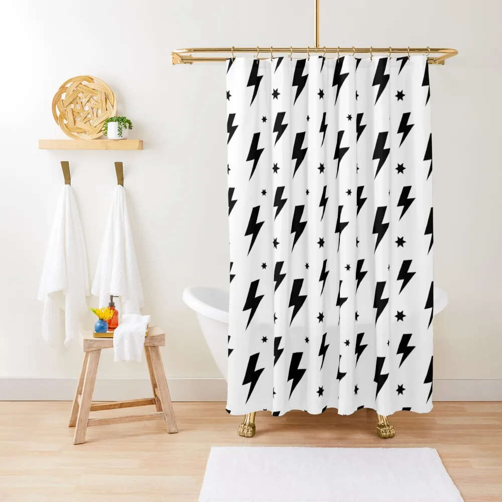 

Lightning Bolt Pattern (black/white) Shower Curtain Anti-Mold Waterproof Shower Elegant Bathroom Curtain