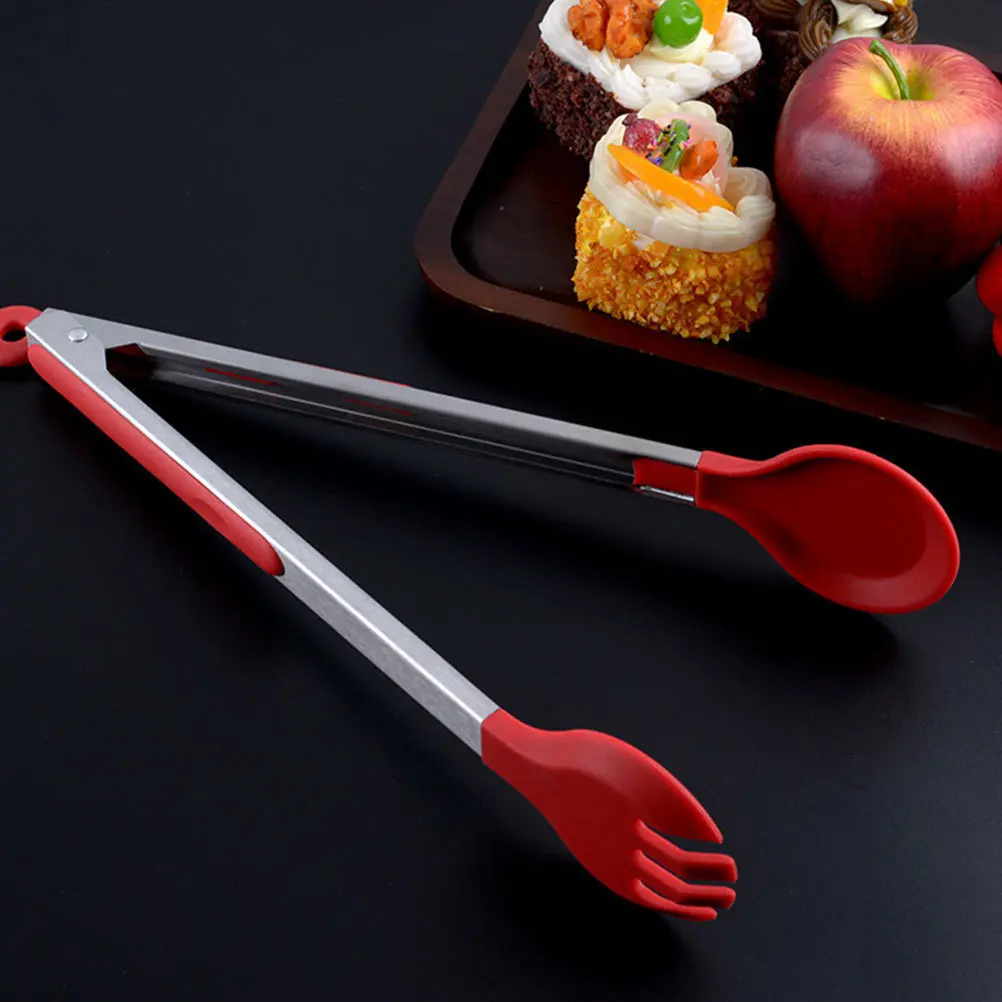 

1pc Stainless Steel Food Clip Heat Resistant Non Slip Grip For Barbecue Baking Serving Bread Multipurpose Kitchen Tool Bbq