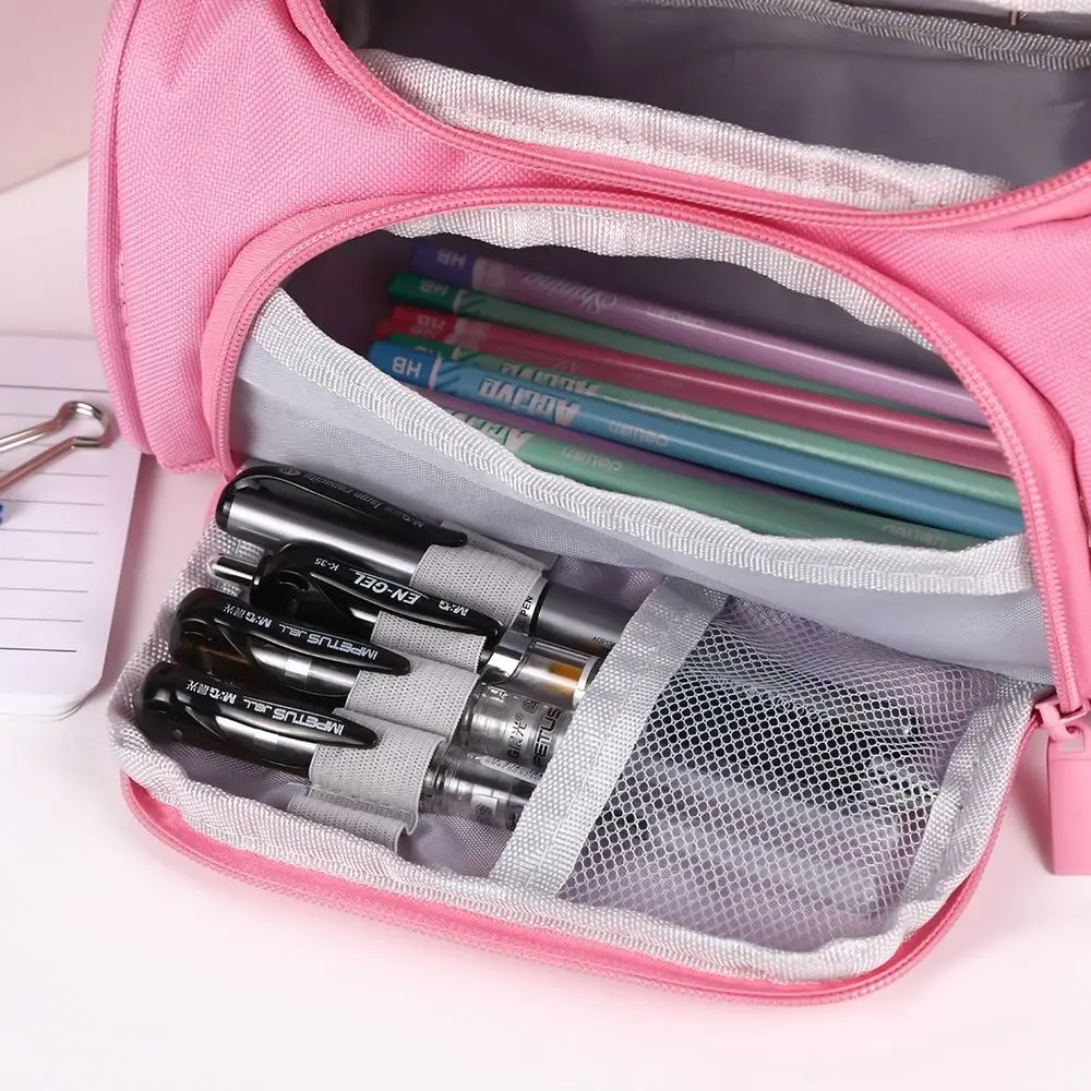 กล่องดินสอสองชั้นผ้าอ็อกซ์ฟอร์ดกระเป๋าดินสอพร้อมซิปความจุขนาดใหญ่เครื่องเขียนออแกไนเซอร์กระเป๋า