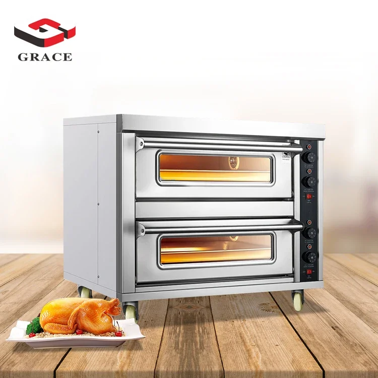 commercial Bread Pizza Bakery Double Deck Oven Price 2 Deck 2 Tray Electric Oven