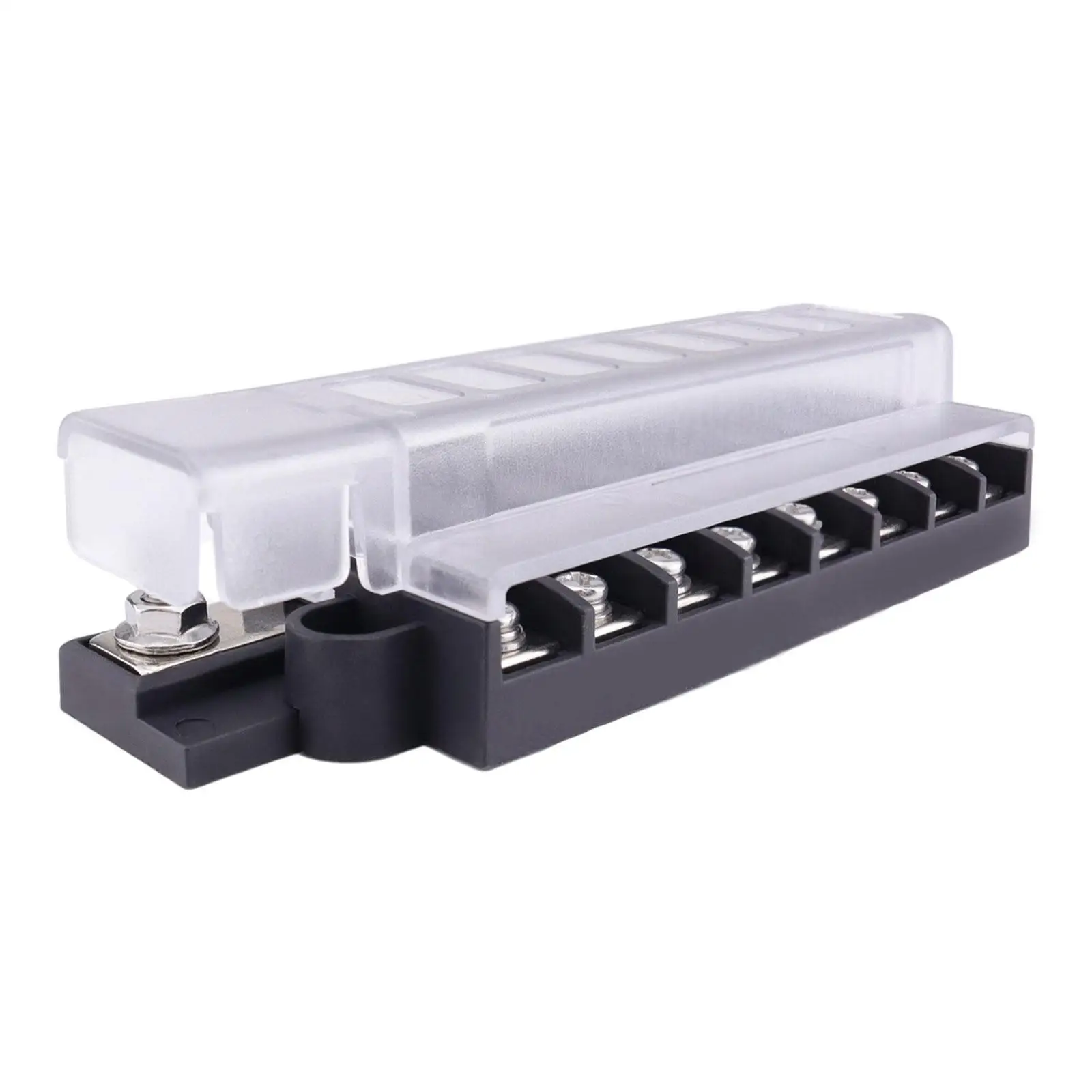 Automotive Blade Fuse Box 8 Output Insulated Clear Lid Fuse Block Waterproof Plastic for RV Marine Yacht Vehicle