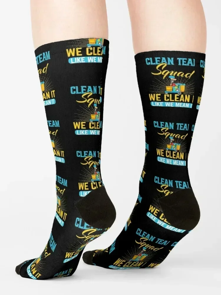 Cleaning Humor Clean Team Squad Gift , Housekeeping Professional Cleaner , Housekeeping Crew Cleaner Outfit Socks