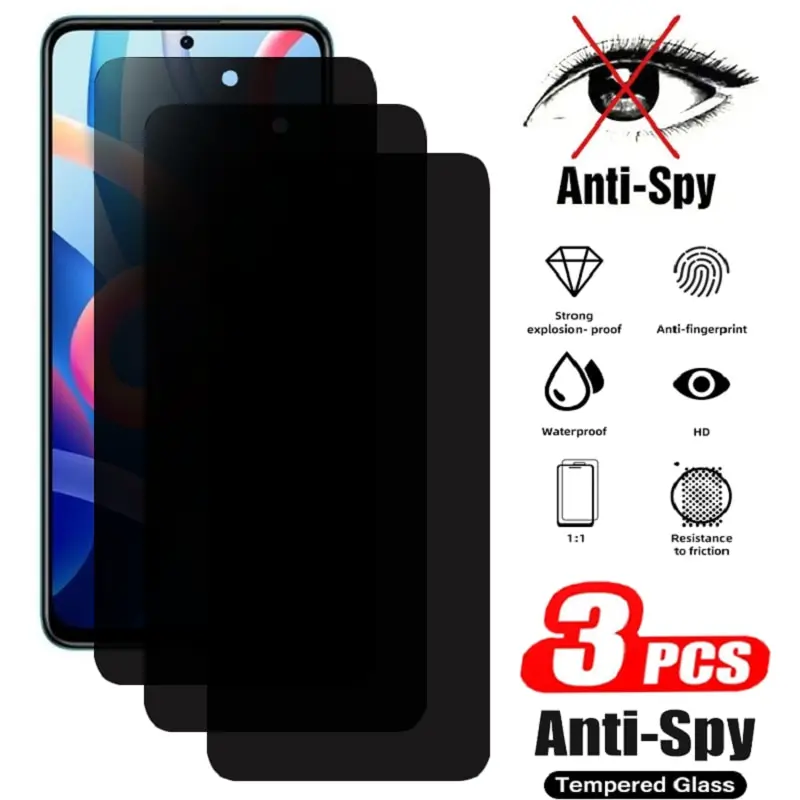 Privacy Screen Protector For Xiaomi Redmi Note 11 12 Pro 10 Lite 9 8 7 11S 10S 9S 12S 8T 10A 10C 9A 9C 9T AntiSpy Tempered Glass