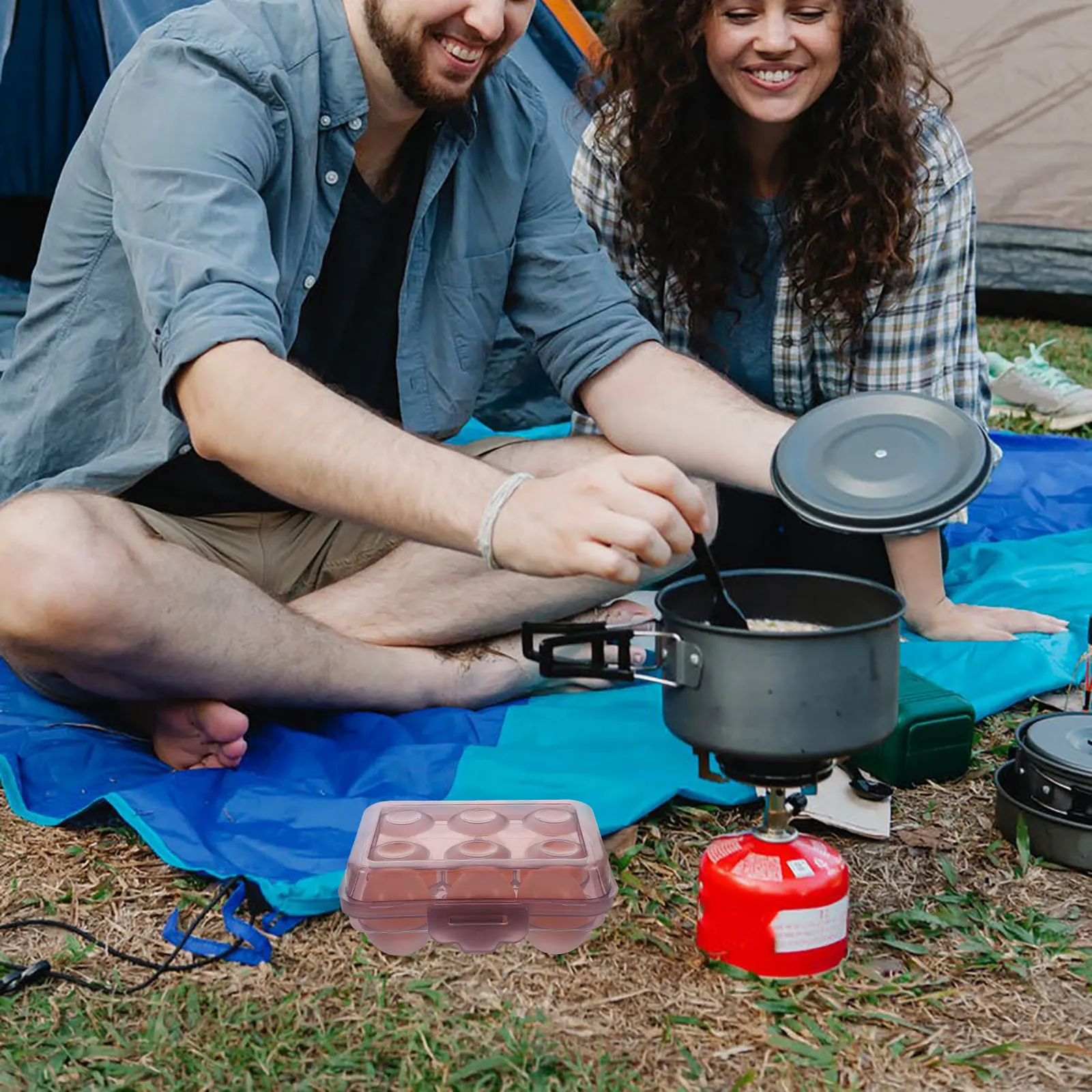 

6-Slot Portable Transparent Purple Storage Container Shockproof Reusable Egg Carton For Outdoor Camping Picnic Travel Pp Egg