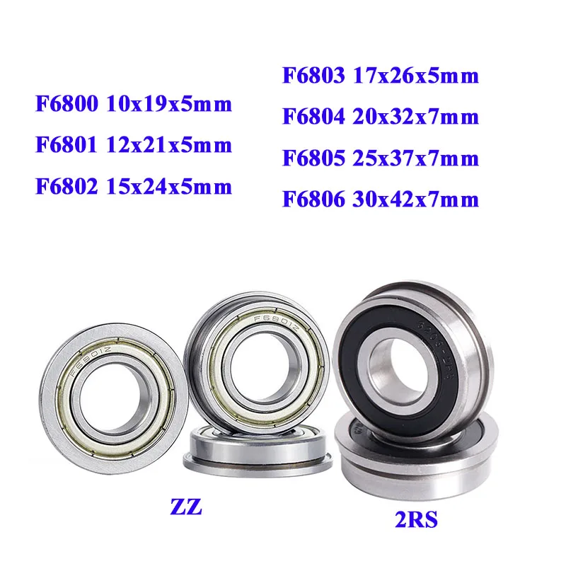 10PCS F6800 F6801 F6802 F6803 F6804 F6805 F6806 P5 Flange Ball Bearing  ZZ Z 2Z RS Thin Wall Metal Shielded Flanged Bearings