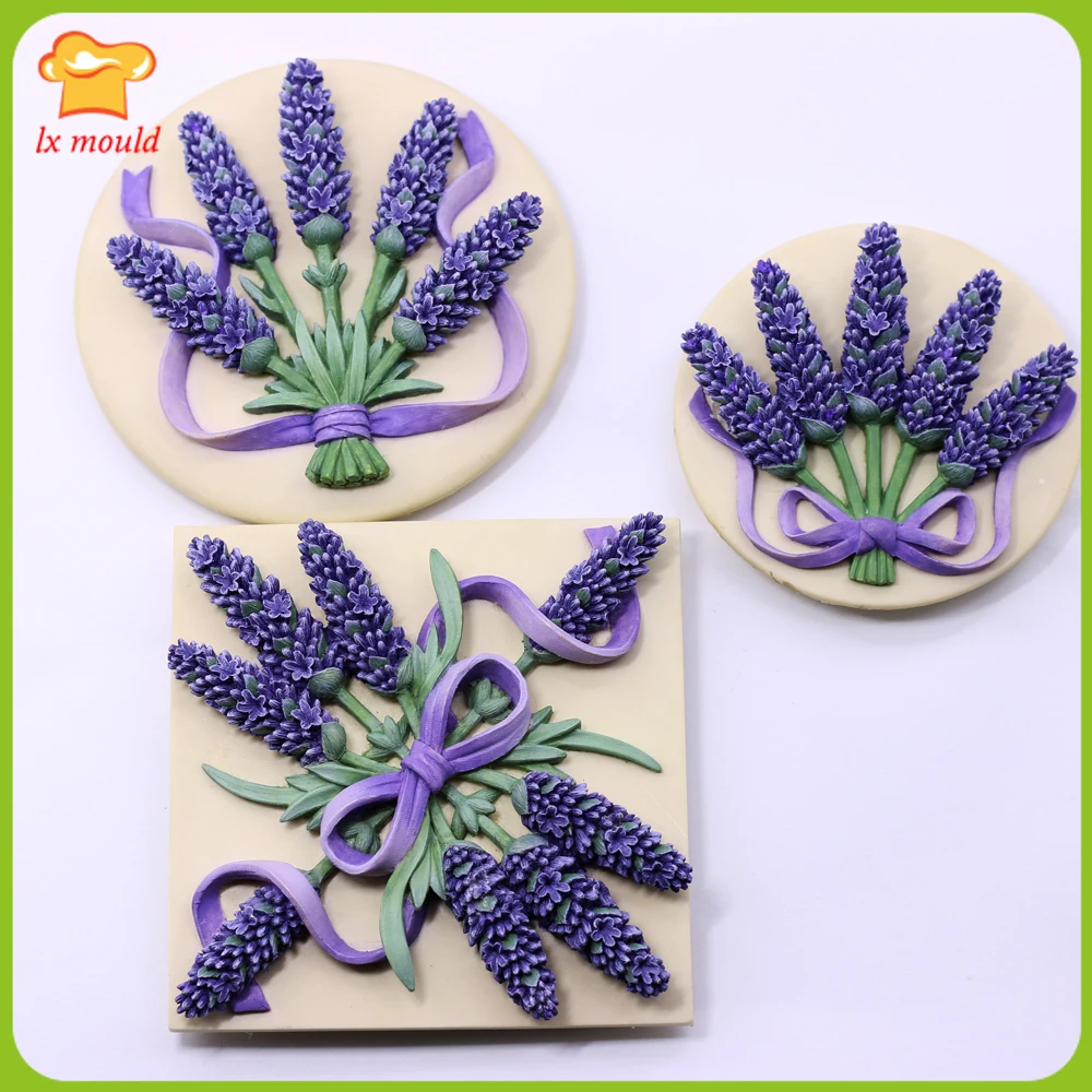 Round Lavender Silicone Mold Sugarcraft Cake Topper Decorating Baking Mould DIY Hand Diffuser Soap Aromatherapy Plaster