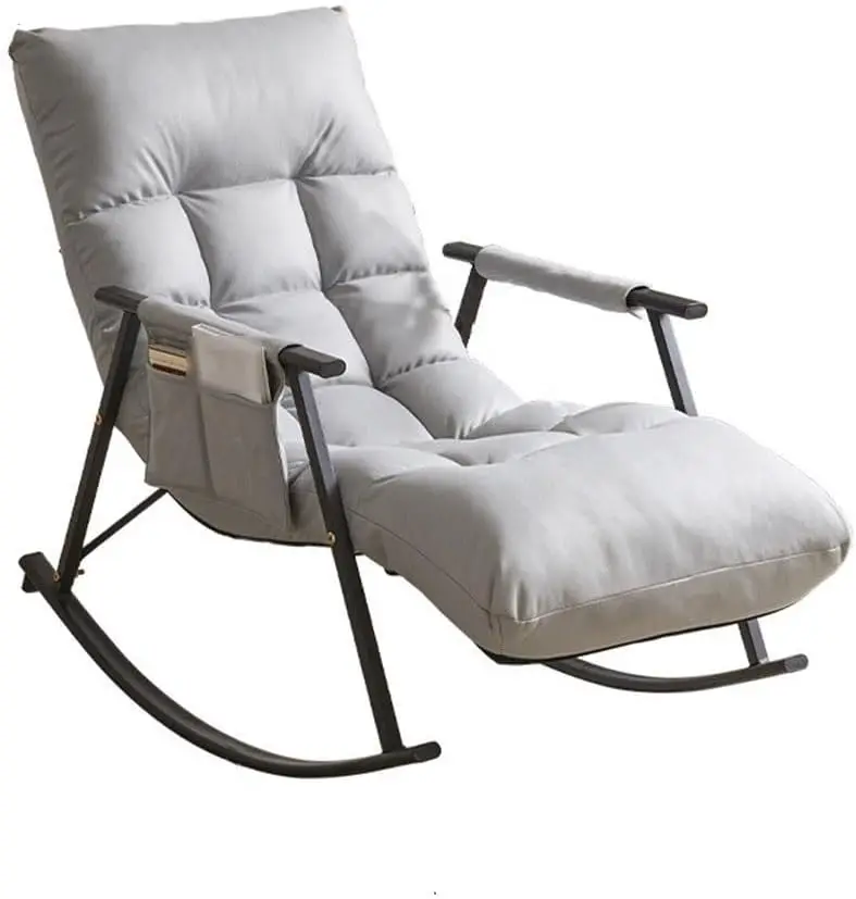 كرسي ترفيه منجد عتيق مريح كسول هزاز مع جيوب تخزين لغرفة النوم أو استخدام الفندق #1