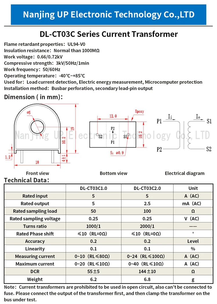 Transformator mikroprądowy z rdzeniem pierścieniowym 0 ~ 24A DL-CT03CL 1000/1 2000/1 AC CT 5A 5mA 20A 10ma przewód zasilający pierścieniowy cewki