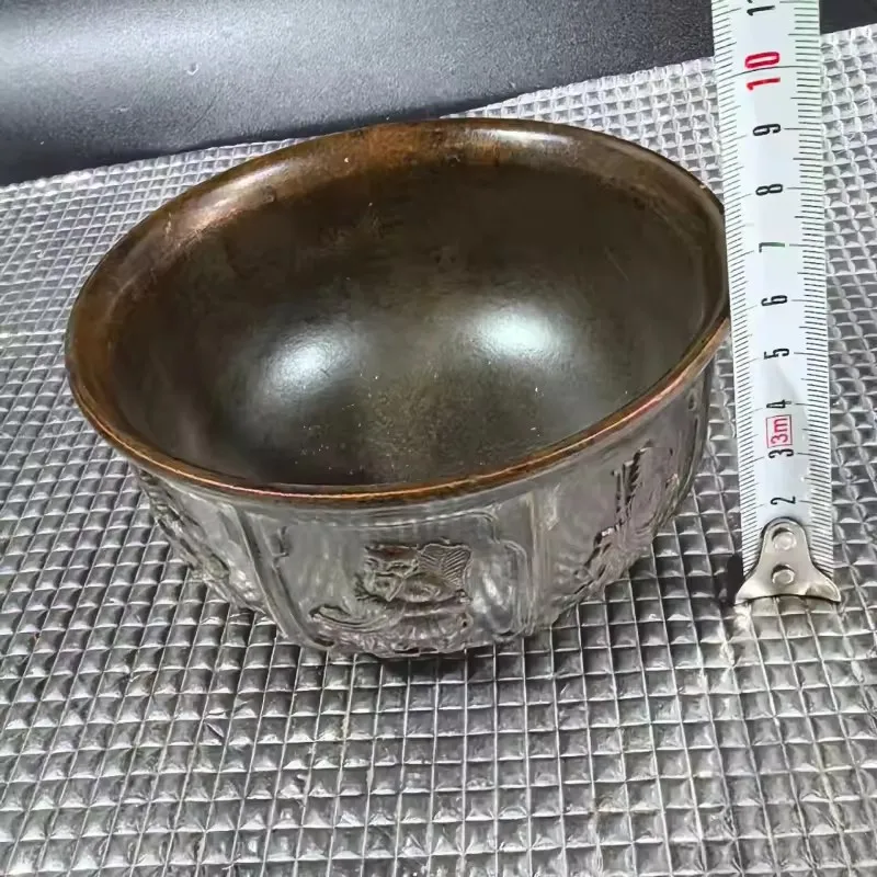 Wholesale Antique-Style Qianlong Era Copper Gilt Relief Four Beauties Bowl Home Decor Ornament Craft Old