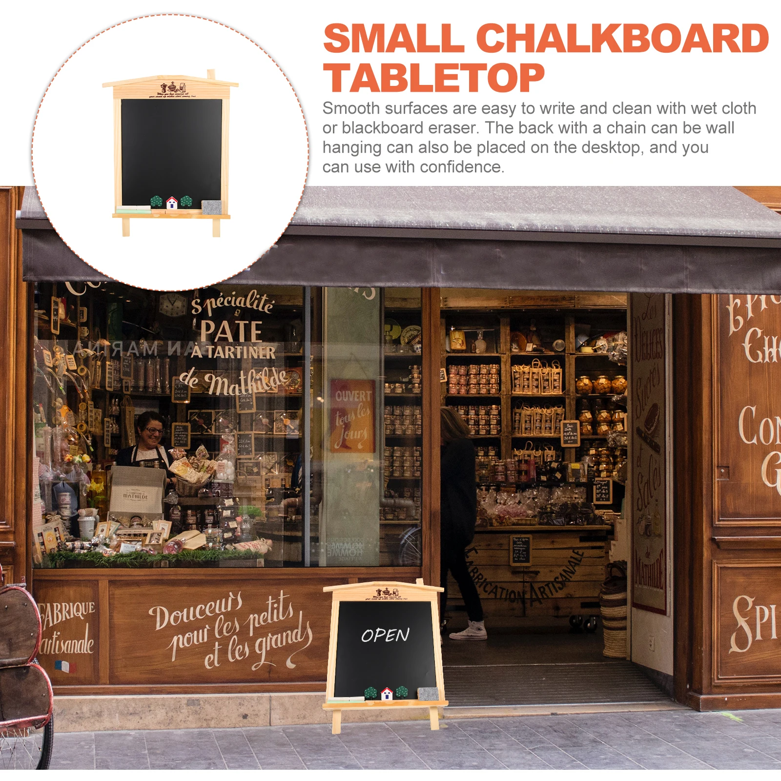 

Wooden Blackboard Mini Chalkboards Craft Kids Reusable MultiPurpose Message Board Decor Standing Wall Hanging Smooth Surface