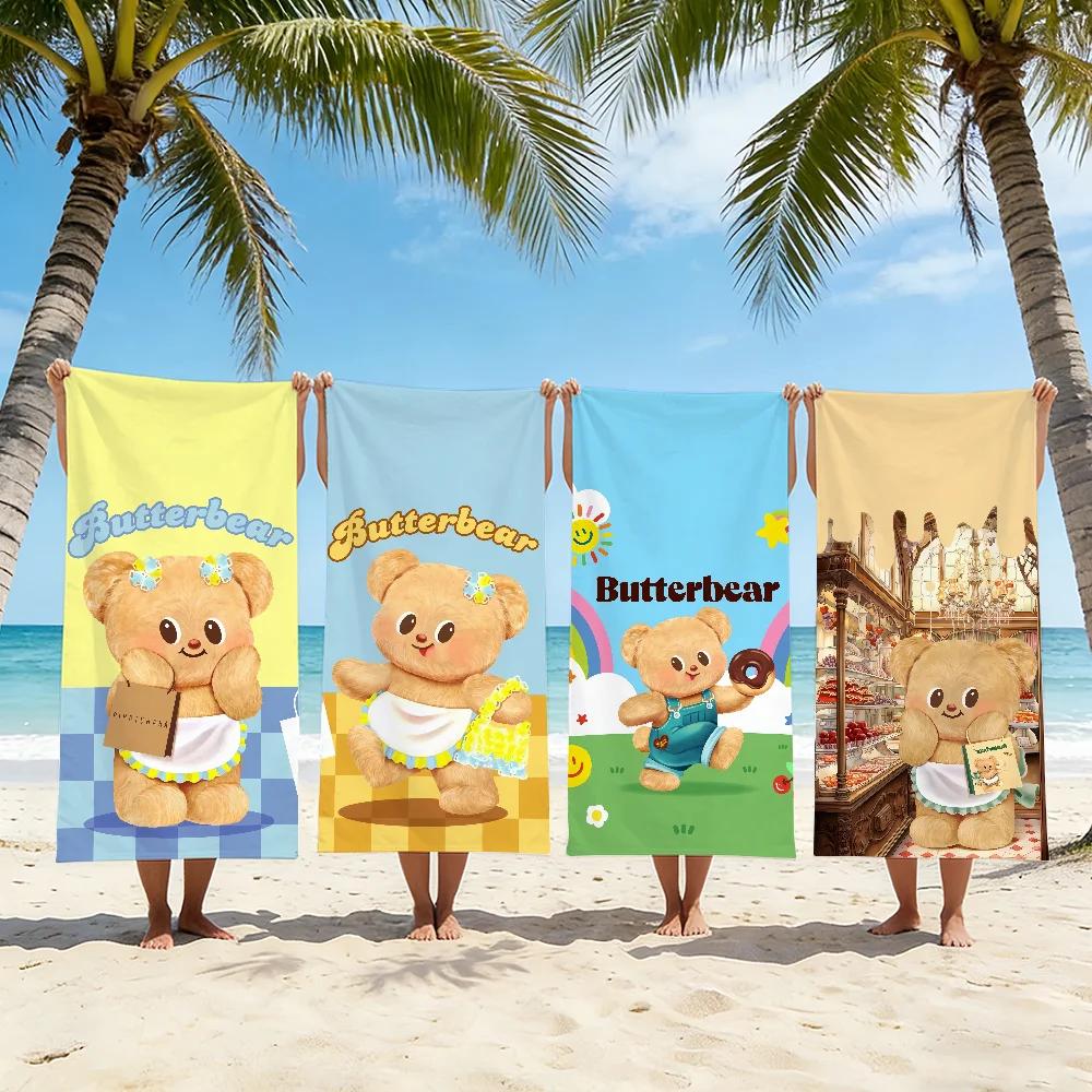 Cartoon Kawaii B-Butter B-bear Towel For Swim Yoga Gym Quick Drying Soft and skin-friendly Beach Towels All-Season