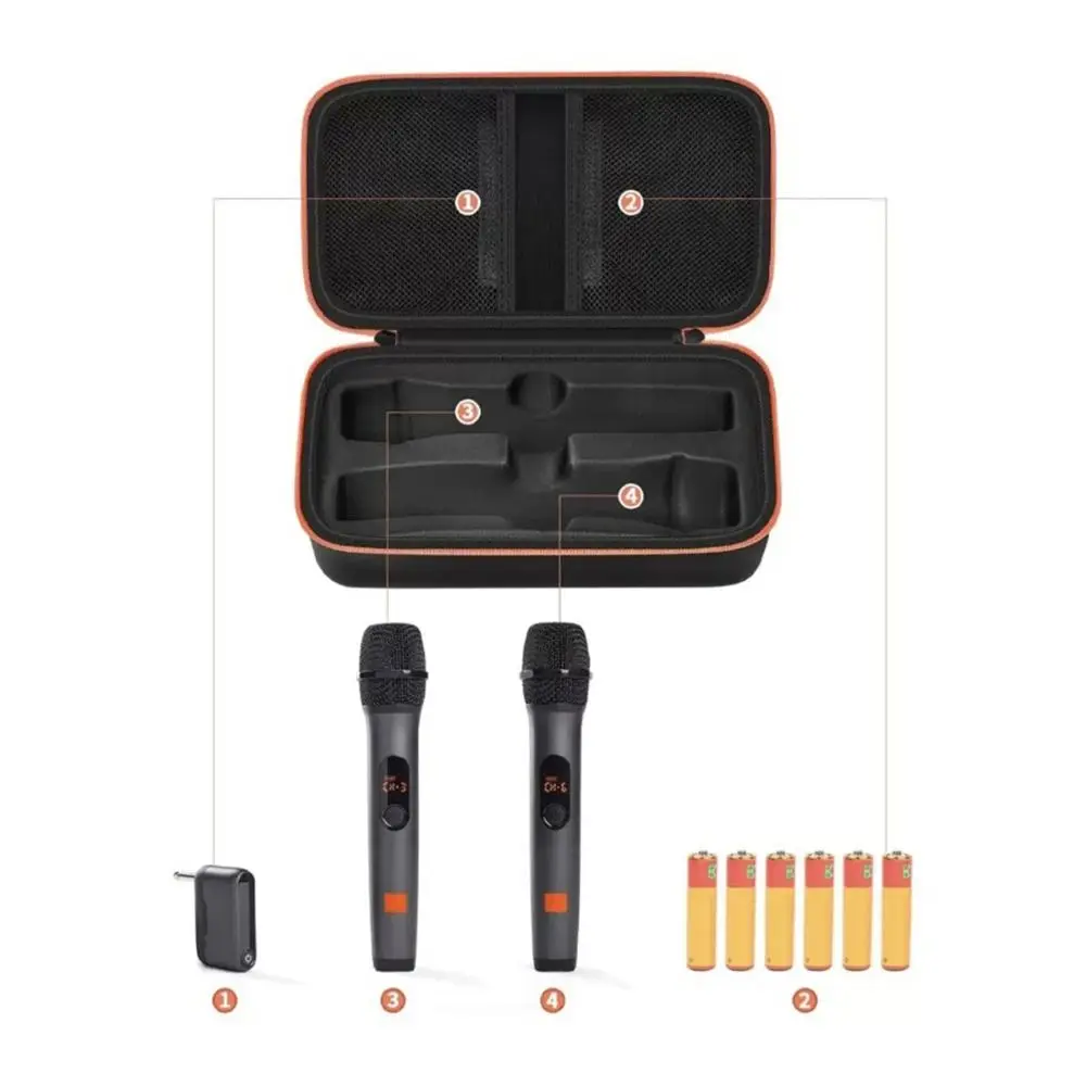 Hard Shell Microphone Case Dual Capacity Handheld Wireless Microphone Organizer Shockproof Carrying Case for JBL Singing Karaoke