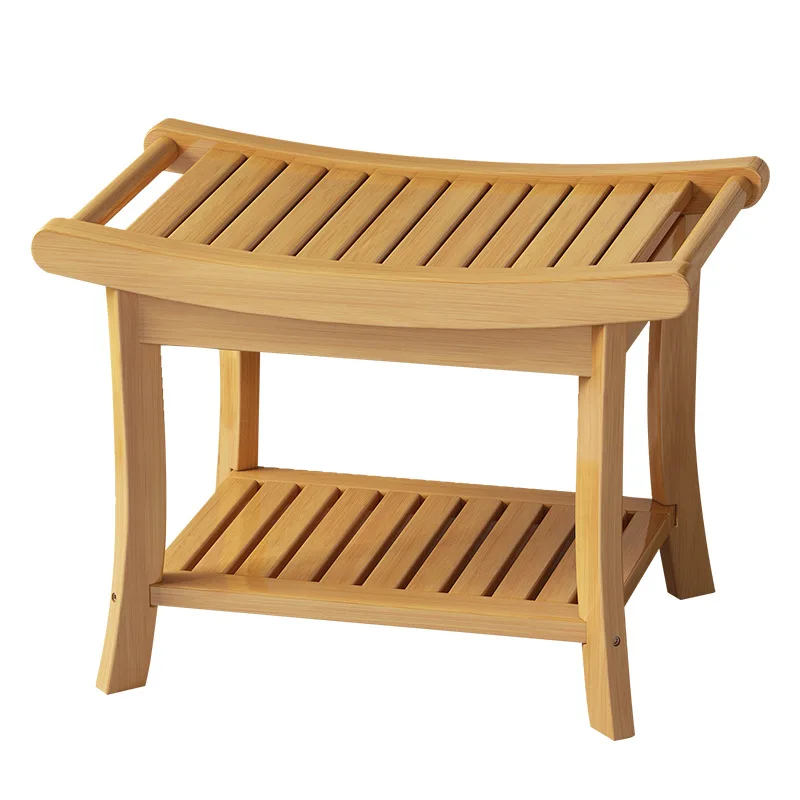 Waterproof and non-slip bathroom stool, mildew-proof foot , low stool, shoe changing, solid wood l for the elderly, bath