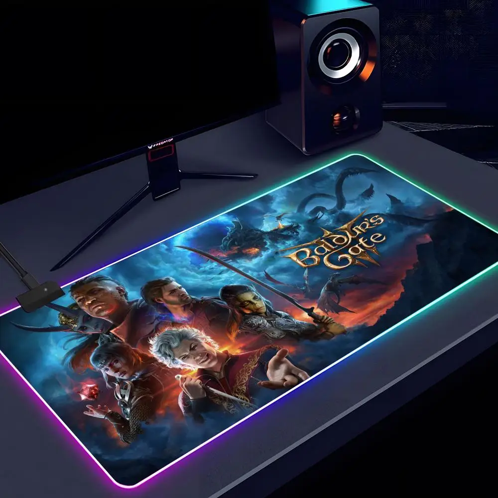 

Game Baldurs Gate 3 Mouse Pad RGB Luminous 900X400mm Large Table Mat Non-slip Extra Large Game Office Mouse Pad