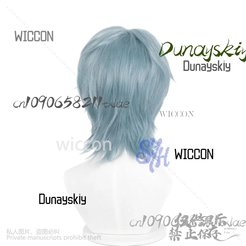 Huntrix KPop Demon Hunters Saja Boy Cosplay Mystery pelucas moradas y grises accesorios para el cabello rizado pelo corto sintético Halloween