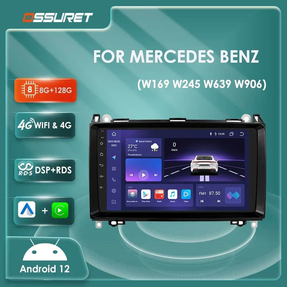 7862 Android 12 Autoradio For Mercedes Benz A-B-V-Class W169 W245 W639 W906 Sprinter Multimedia Player GPS Stereo 4G DSP Carplay