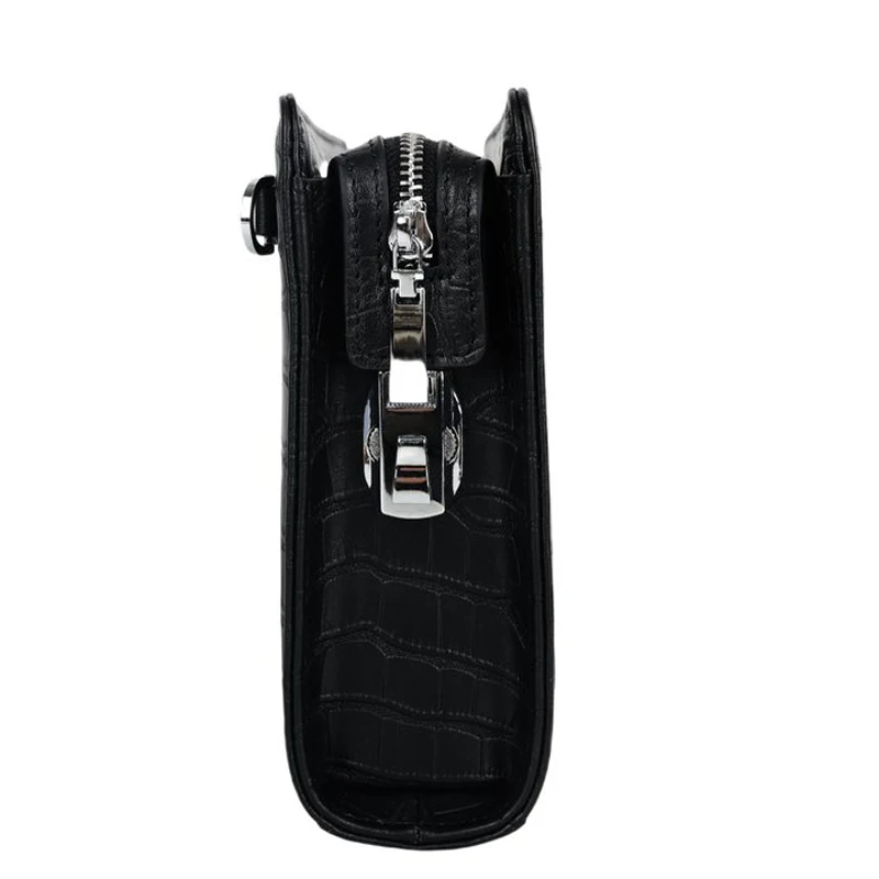 Large Capacity Men's Crocodile Belly Pattern Business Clutch Bag Double Zipper Multi-Functional Password Lock Handbag