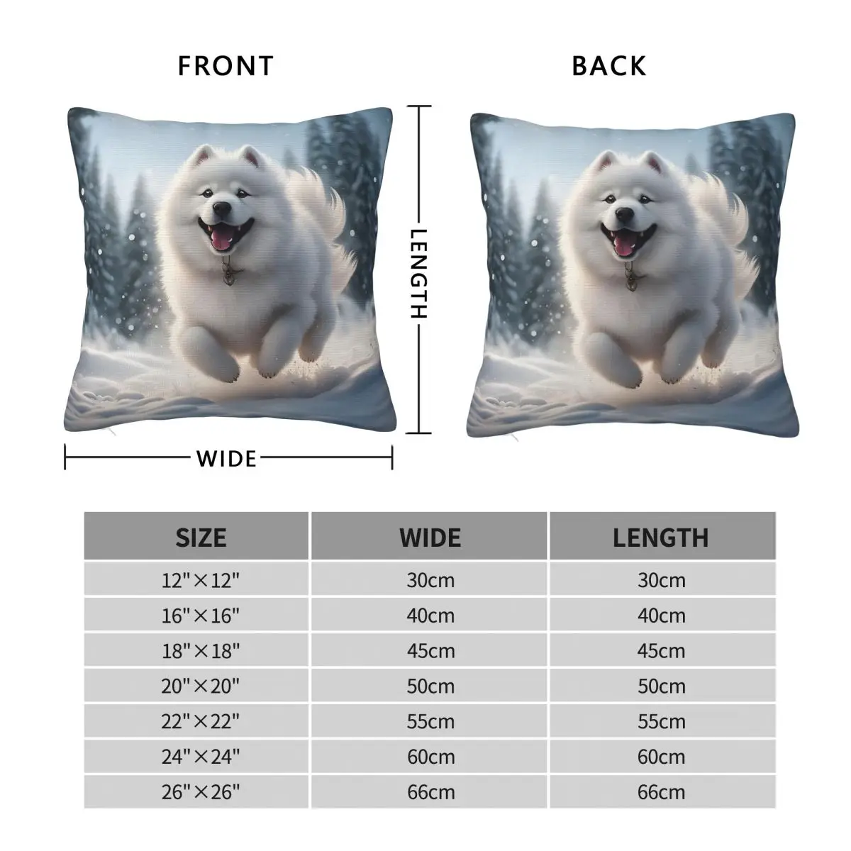 Samoyed Playing In The Snow Pillowcase Polyester Linen Velvet Creative Zip Decorative Throw Pillow Case Room Cushion Cover