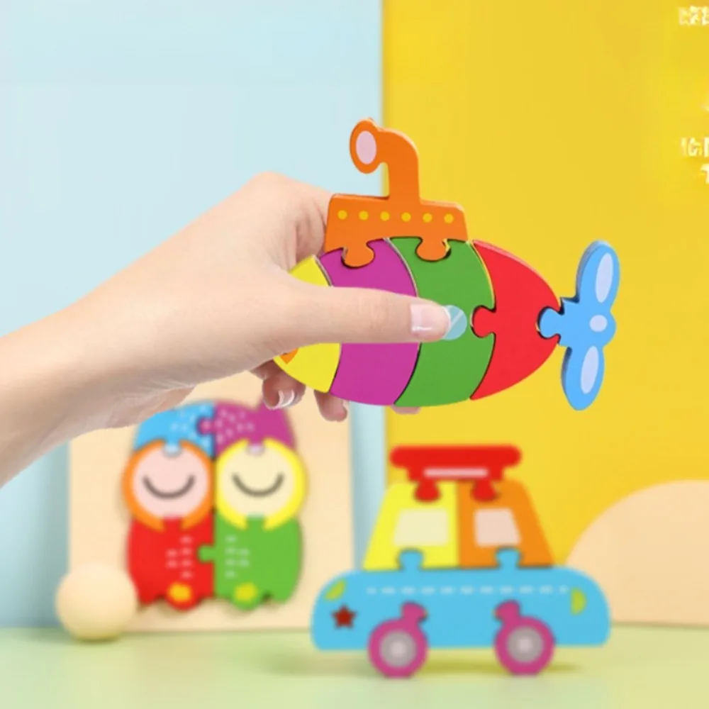 Holz Puzzle Montessori Tiere Karton Bunte Lernen Bildung Spielzeug Tangram Jigzaw Kognitive Holz Für Kinder Kinder Geschenk