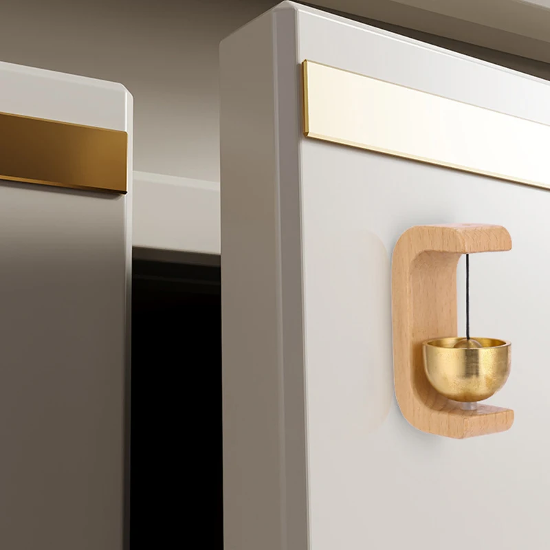 Doorbell Aesthetic Solid Wooden Magnetic Brass Wind Chimes Wireless Doorbell Entrance Door Bell Pendant Home Decor Minimalism