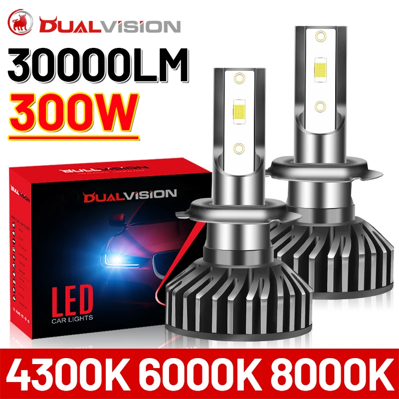 300W 30000LM H7 LED Canbus Car Headlight H4 H11 H8 H9 Bulb H1 9005 9006 LED Auto Lamp 4300K 6000K 8000K 12V Mini Fog Light Bulb