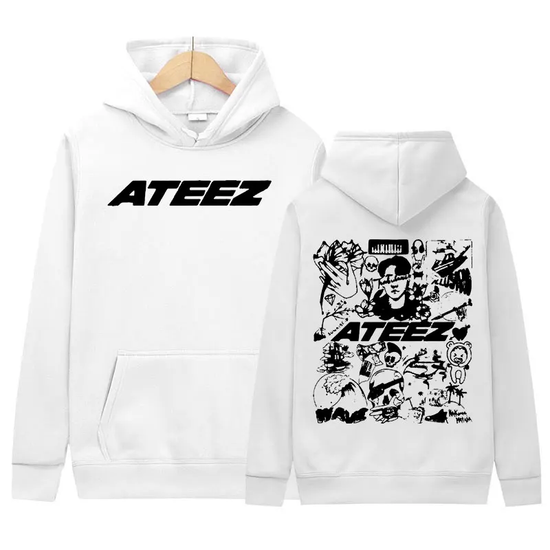 Ateez-男性と女性の韓国のバンド音楽アルバムプリントパーカー、カジュアルkpop服、スウェットシャツ、ヒップホッププルオーバー、特大のパーカー、ファッション