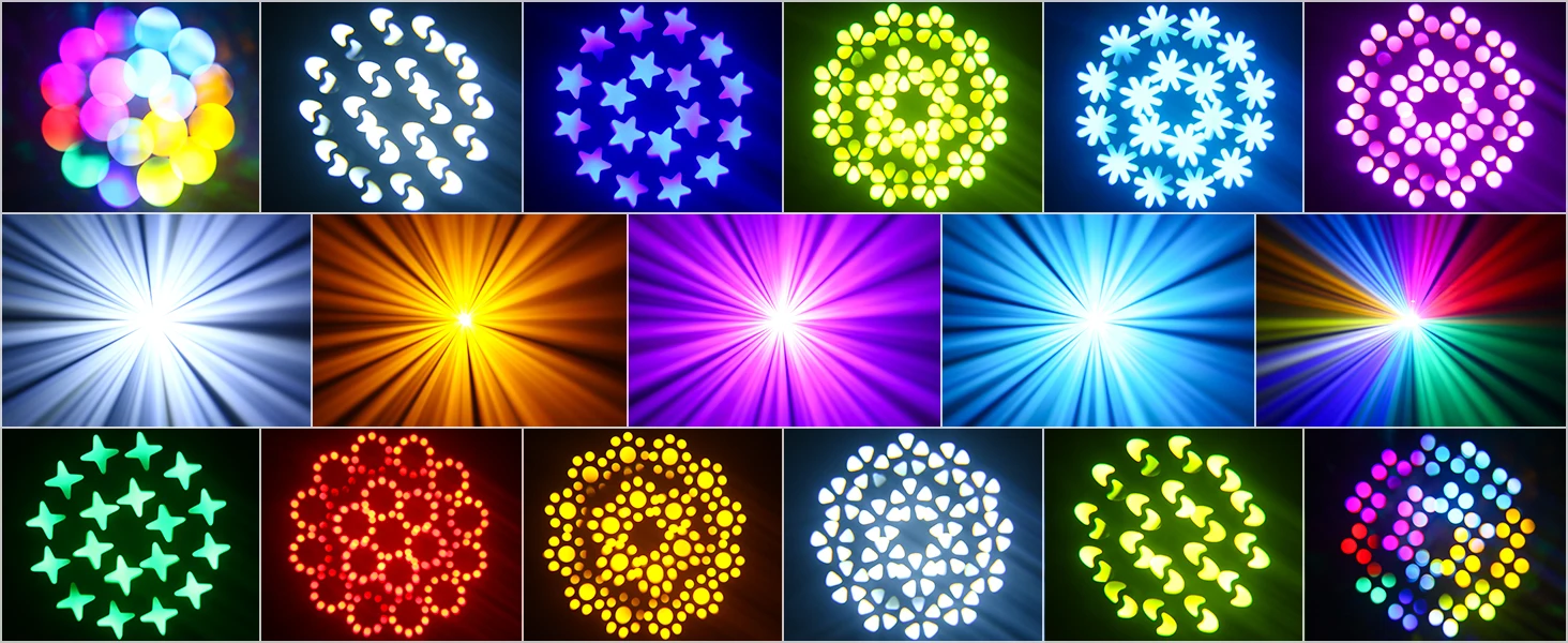 Yiflamefly 120W Beam Moving Head Light mit 18 Prismen, 10 Gobos, 8 Farben, Bühnenbeleuchtung mit Fernbedienung und DMX-Steuerung für Hochzeiten, DJs, Partys und Bars – Detail 7