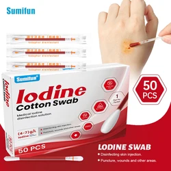 50PCS/Lot Medical Alcohol Disposable Emergency Cotton Stick Iodine Disinfected Swab First Aid kit home for Children Adults Baby