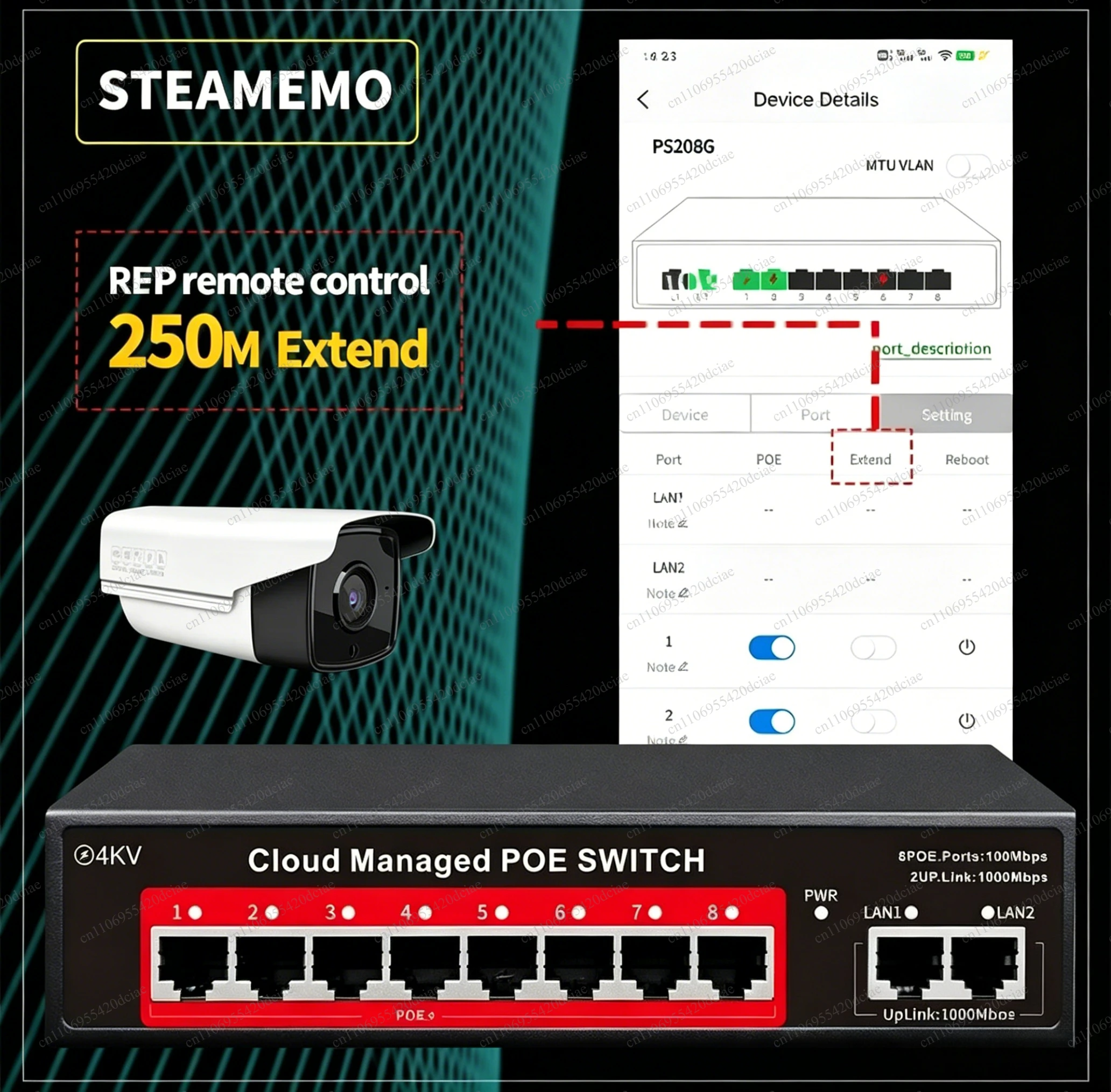 

Cloud Management 4/6/8/16 Port POE Switch L2 48v Active POE IEEE 802.3 AF/AT Management Poe Switch