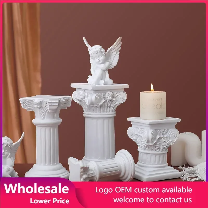 

Home Decoration Ornaments Roman Column Decor Statues Angel Sculpture Figurines for Living Room Office Desk Art Christmas Gifts