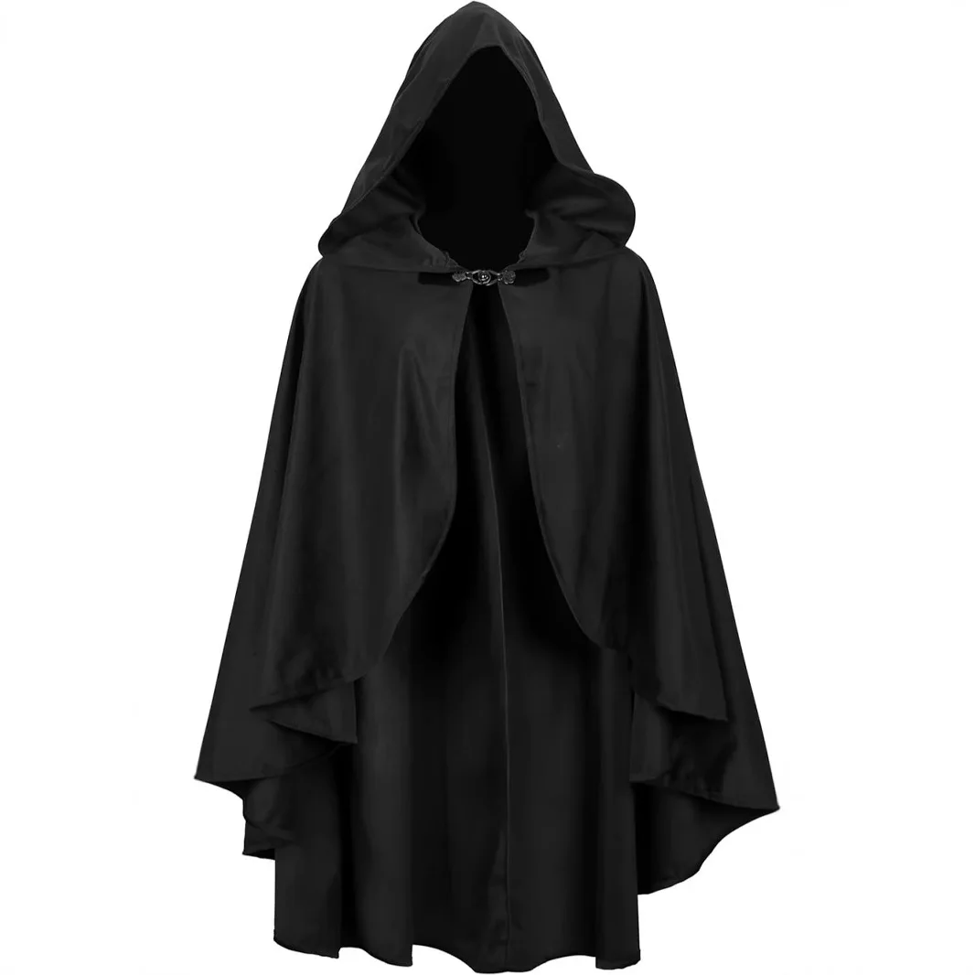 

Halloween Medieval Victorian Renaissance Cloak Men Retro Hooded Cape Coat Pirate Cosplay Costume Carnival Party